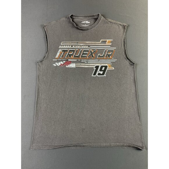 Nascar Y2K Martin Truex JR Toyota Racing Bass Pro Shops Gray Cut Off Tee Shirt - Picture 2 of 7